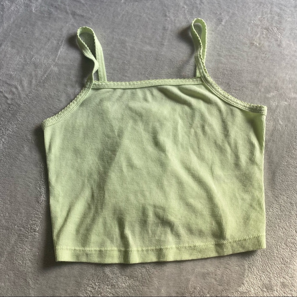 Absolute CUTEST pale yellow cropped tank top